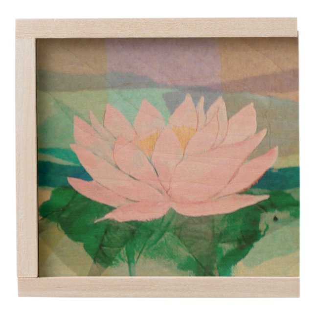 Lotus Blossom Treasure Wooden Keepsake Box (Front)