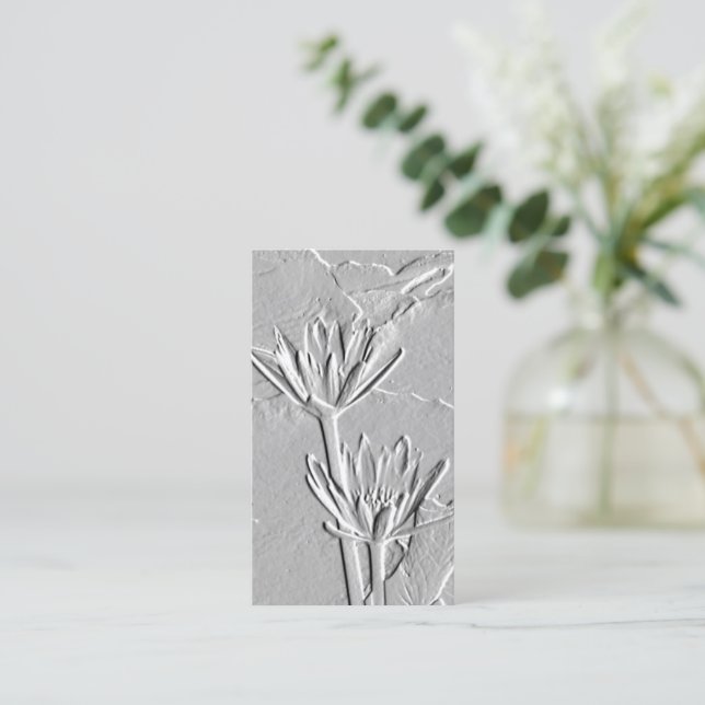 ©Lotus Blossoms/Embossed-Like Photo Business Card (Standing Front)