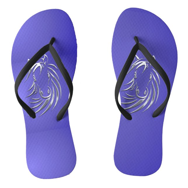 Lotus Blue Horse Head Flip Flops (Footbed)
