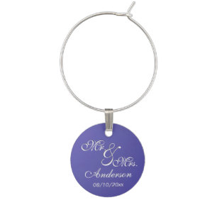 Lotus Blue Mr. and Mrs. Memento Wine Glass Charm
