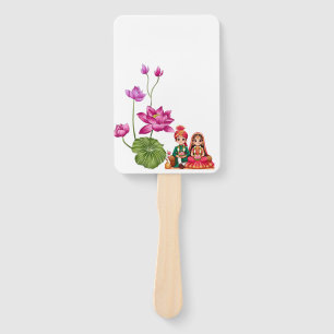 Lotus, bride and groom hand fan