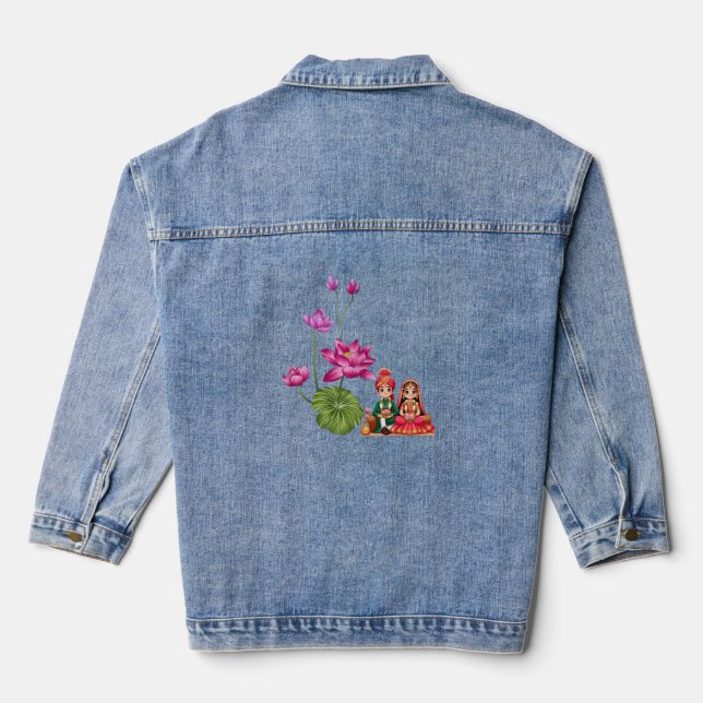 Lotus, bride and groom picture denim jacket (Back)