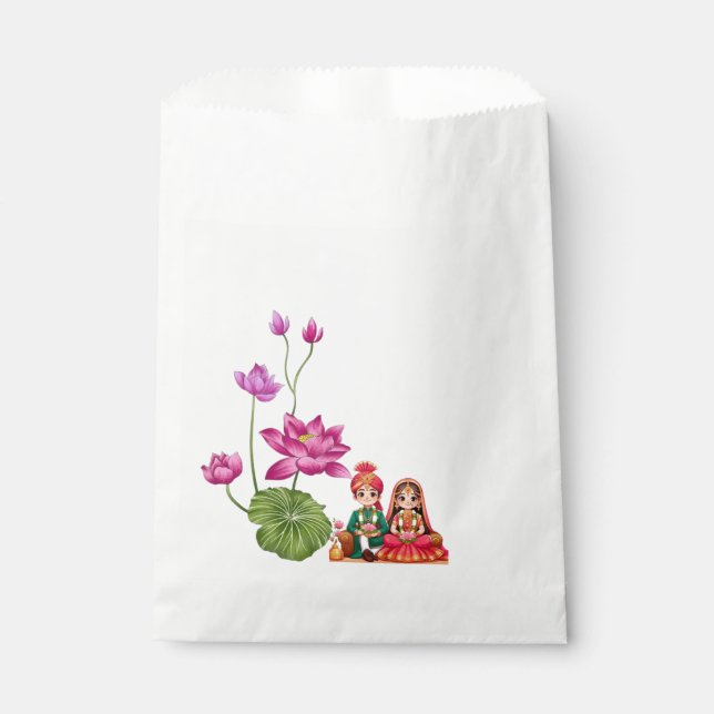 Lotus, bride and groom picture favor bag (Front)