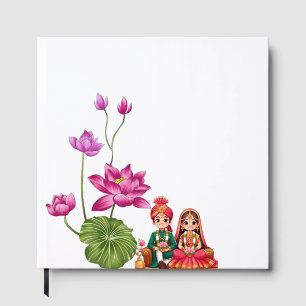 Lotus, bride and groom picture guest book