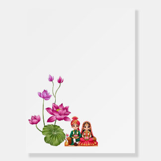 Lotus, bride ang groom foam board