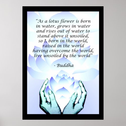 Lotus Buddha Flower Quote Blue Poster 2