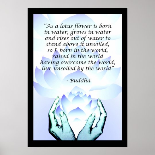 Lotus Buddha Flower Quote Blue Poster 2 | Zazzle.com