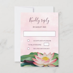 Lotus Buddhist Wedding RSVP Invitation