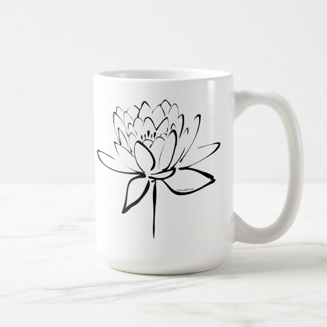 Lotus Calligraphy (Black) Coffee Mug (Right)