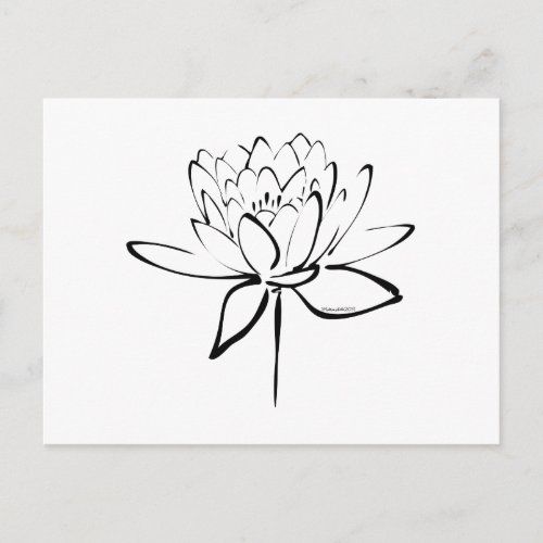 Lotus Calligraphy Black Postcard