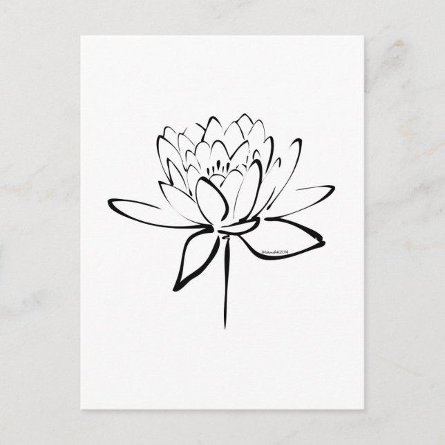 Lotus Calligraphy (Black) Postcard (Front)