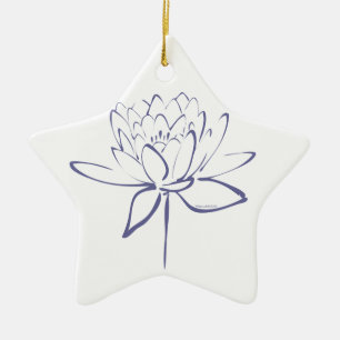 Lotus Calligraphy (Blue) Ceramic Ornament
