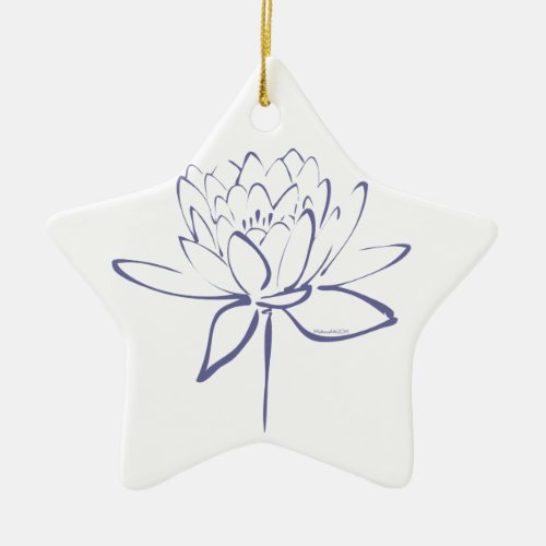 Lotus Calligraphy Blue Ceramic Ornament