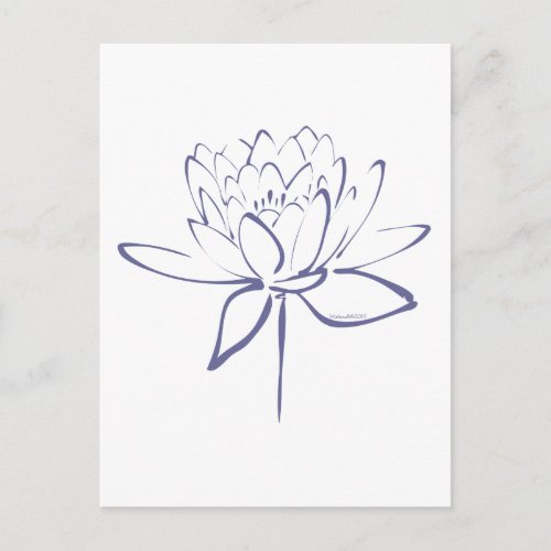 Lotus Calligraphy Blue Postcard