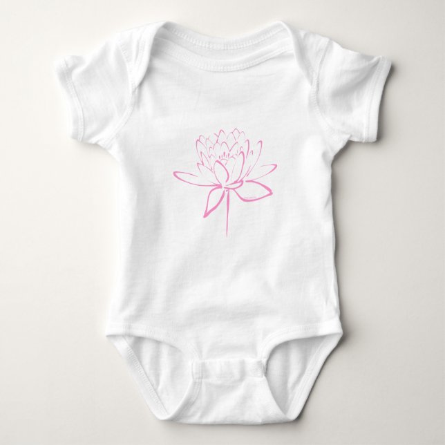 Lotus Calligraphy (Pink) Baby Bodysuit (Front)