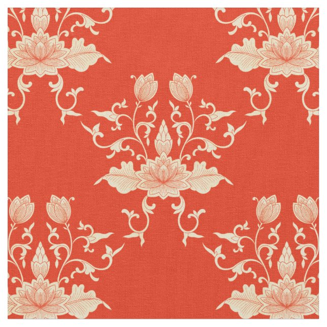 Lotus | Chinoiserie Floral Style Fabric (Close Up)