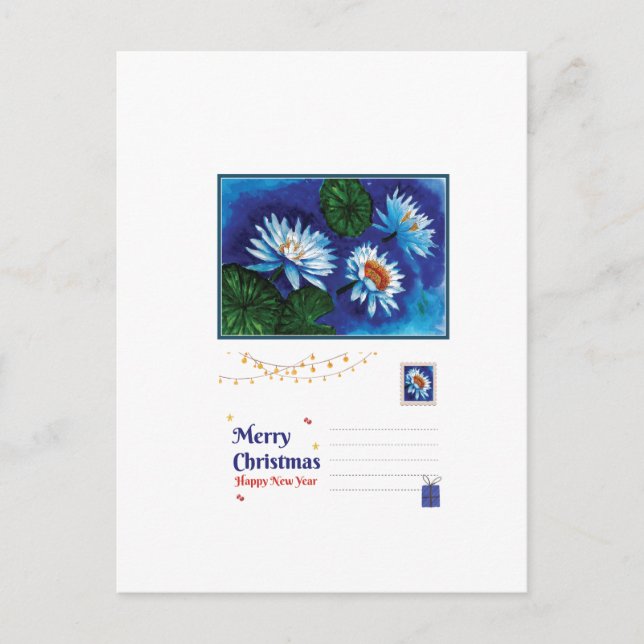Lotus Christmas Postcard – Peaceful Holiday Greeti (Front)
