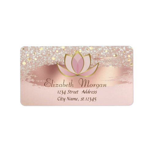 Lotus Confetti  Brush Stroke Glitter Bokeh Label