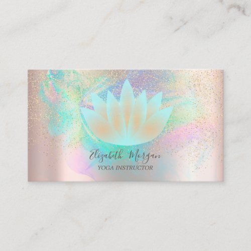 Lotus Confetti Gold Holographic Ink Rose Gold Business Card