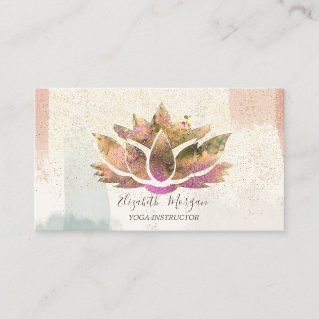 Lotus,Confetti Watercolor Brush Stroke  Business Card (Front)