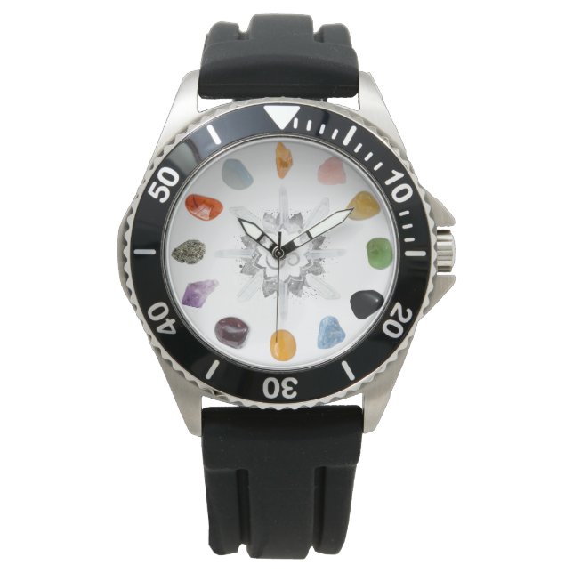 *~* Lotus Crystal Grid Chakra Stones Spiritual Om Watch (Front)