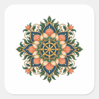 Lotus Dharma Wheel Mandala Meditation Sticker
