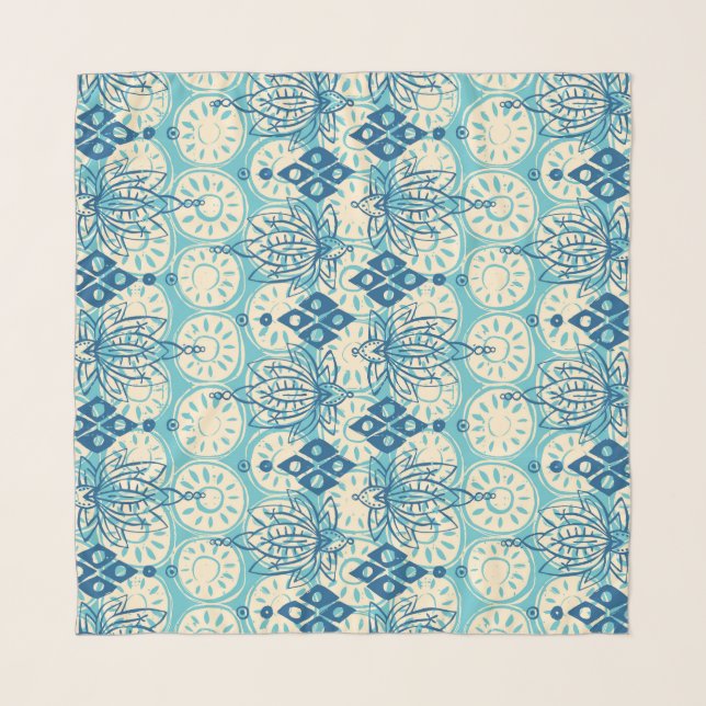 lotus diamond blue scarf (Front)