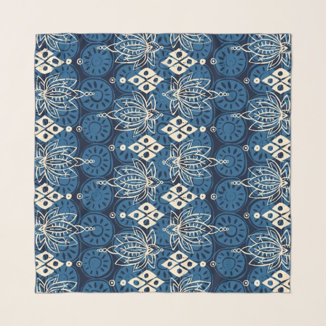lotus diamond indigo scarf (Front)