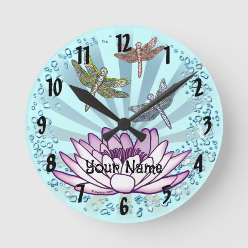 Lotus Dragonfly custom name clock