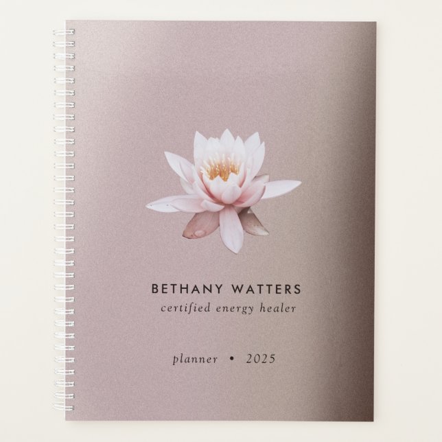 Lotus Dusty Rose Energy Healer Counselor Annual Planner (Front)