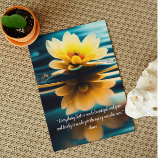 Lotus Everything Beautiful Rumi Quote Greeting Card