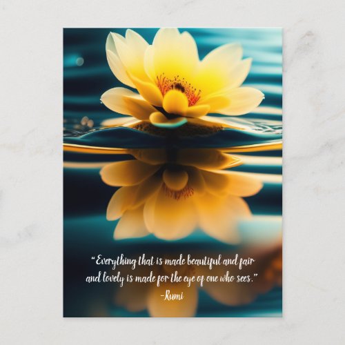 Lotus Everything Beautiful Rumi Quote  Postcard