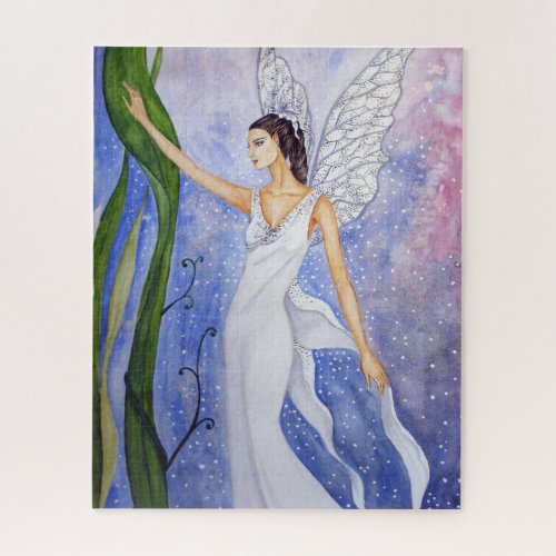 Lotus Fairy Figure Painting by Farida Greenfield Jigsaw Puzzle