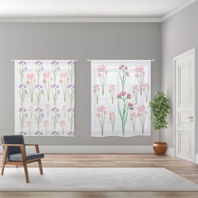 Lotus Floral Blackout Curtains (Wide)