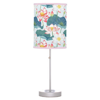 Lotus Floral Illustration Table Lamp