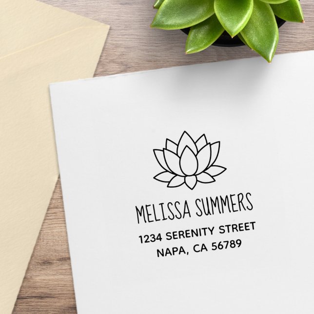 Lotus Flower Address Rubber Stamp (Creator Uploaded)