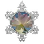 Lotus Flower and Blue Sky II Snowflake Pewter Christmas Ornament