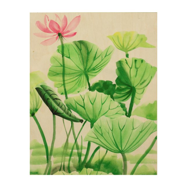 Lotus flower and leaves wood wall decor (Front)