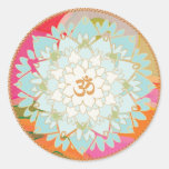Lotus Flower And Om Symbol Mandala Sticker at Zazzle