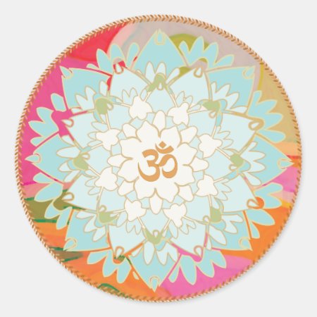 Lotus Flower And Om Symbol Mandala Sticker