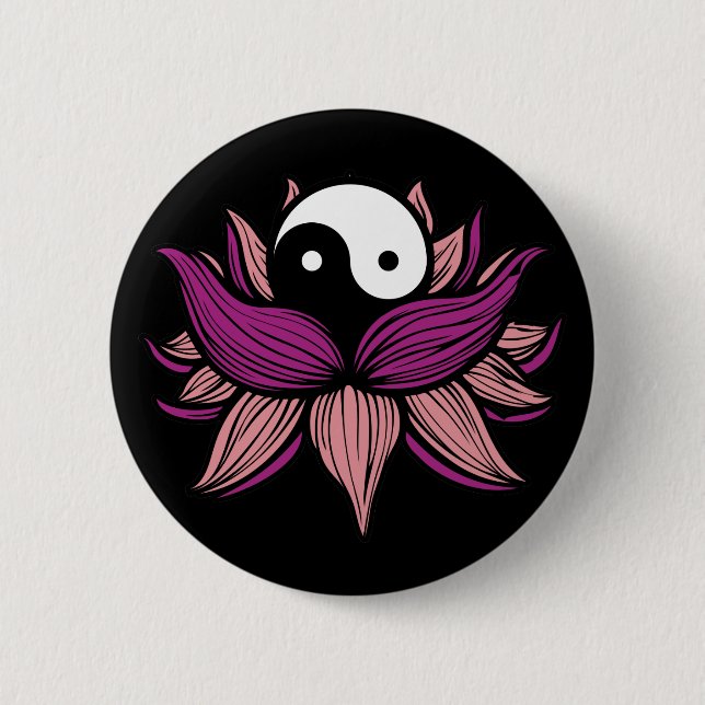 Lotus Flower and Yin Yang Button (Front)