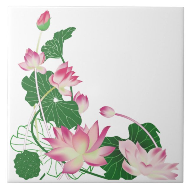 Lotus Flower Arranging Ceramic Tile (Front)