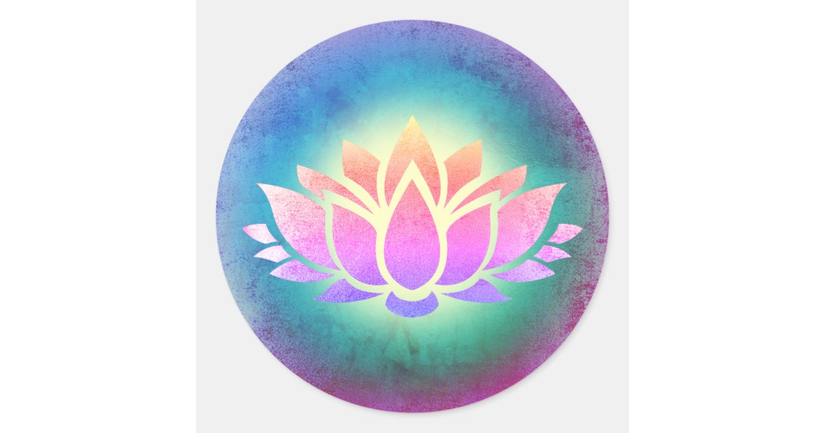 lotus flower art classic round sticker | Zazzle