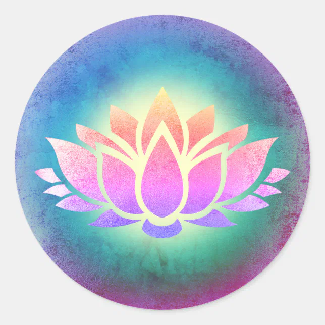 lotus flower art classic round sticker | Zazzle