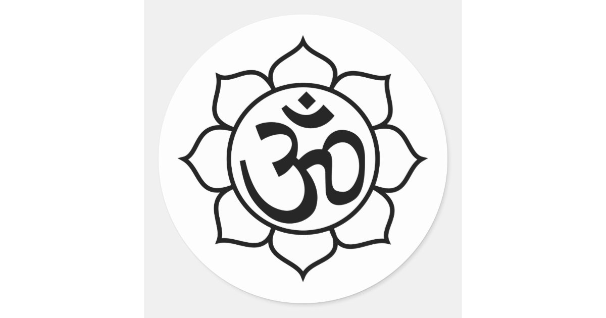 Lotus Flower Aum Symbol Classic Round Sticker Zazzle Com