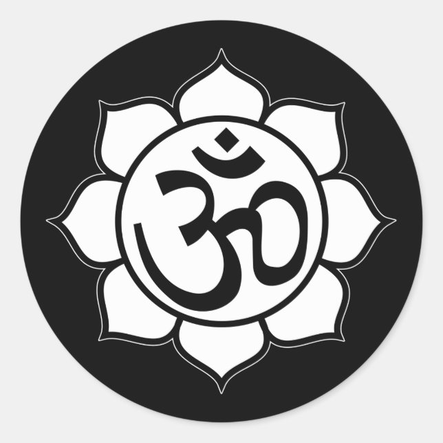 Lotus Flower Aum Symbol Classic Round Sticker (Front)