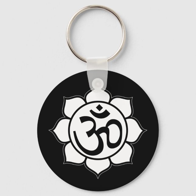 Lotus Flower Aum Symbol Keychain (Front)