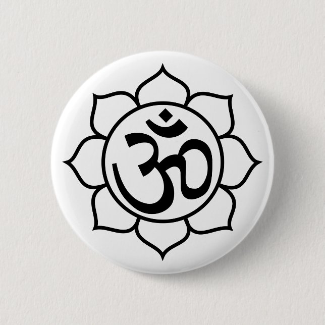 Lotus Flower Aum Symbol Pinback Button (Front)