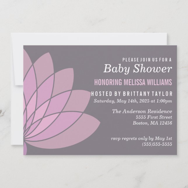 Lotus Flower Baby Shower Invitation (Front)