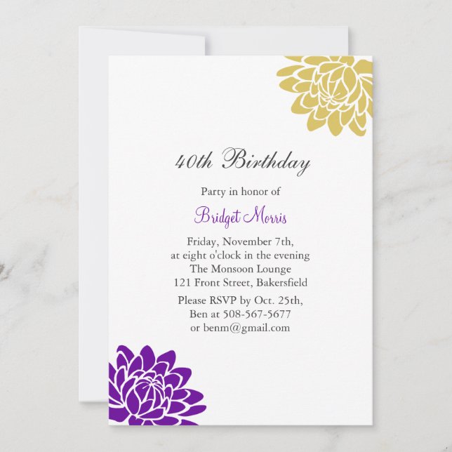 Lotus Flower Birthday Invitation (Front)